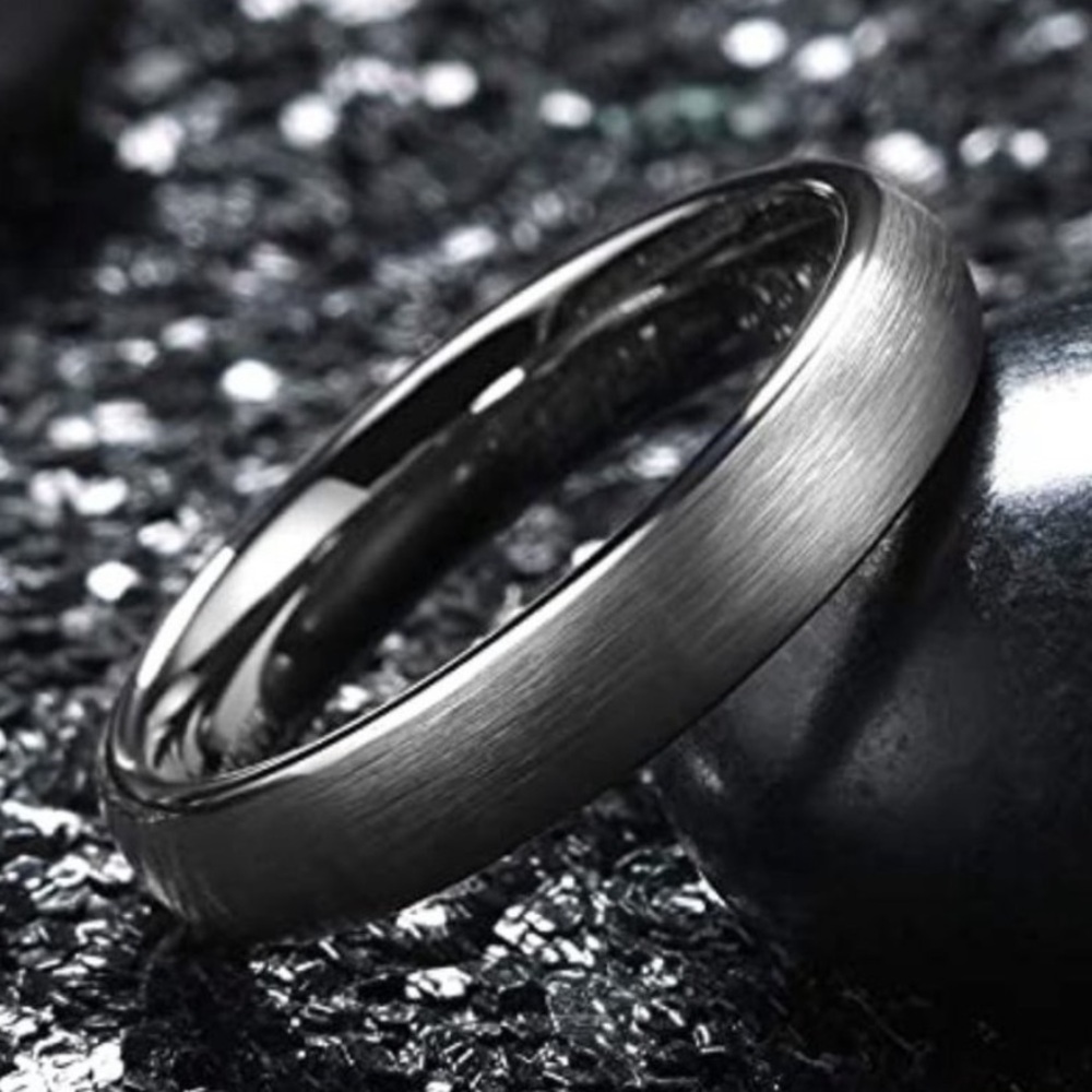King Will Silver Matte Finish Tungsten Carbide Ring for Men Silver Engagement Ri